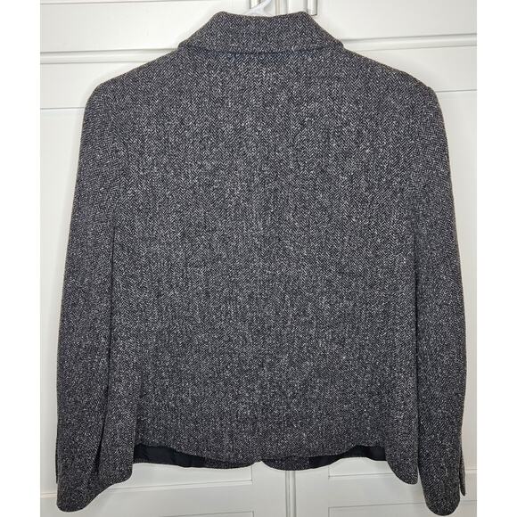 VTG LL Bean Blazer Jacket Gray Tweed Wool Silk Blend 3 Button Womens Size Medium - Picture 2 of 7